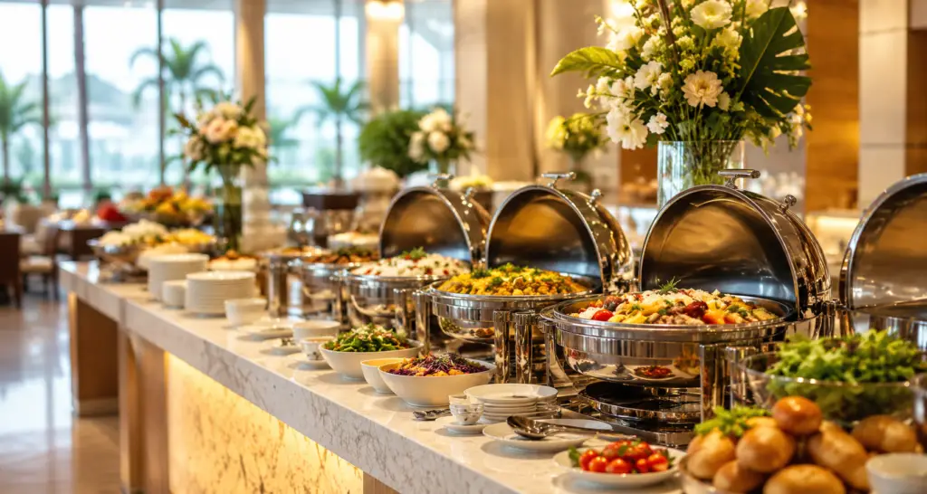Corporate catering buffet by Race Concessionaire Corp.
